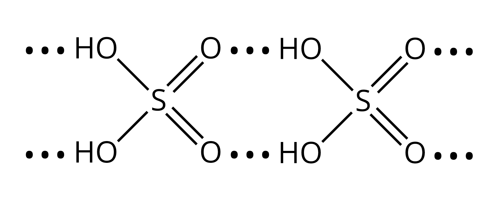 Liên kết hydrogen giữa các phân tử sulfuric acid olm.